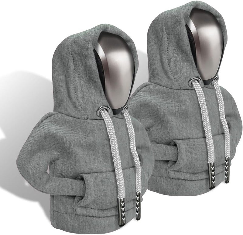 RGOAANC Gear Shift Hoodie, Gear Shift Cover, Fashionable Hoodie Automotive Gear Shift Knob Protector, Car Accessories Mini Sweater Gear Shift Knob Cover for Car Gear Shift Levers (Gray-2PCS) - Image 1